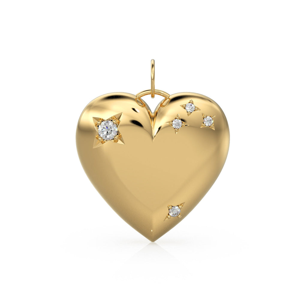 Huge Big Solid Yellow Gold Love Heart Charm / 18k Solid Gold Handmade Pendant / Valentine Love Necklace for her