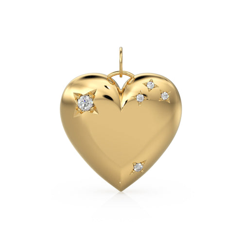 Huge Big Solid Yellow Gold Love Heart Charm / 18k Solid Gold Handmade Pendant / Valentine Love Necklace for her - Jalvi & Co. 