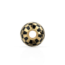 Load image into Gallery viewer, 10mm 18k Solid Yellow Gold Round Ball Checkerboard Enamel Spacer Findings Beads (1 piece)