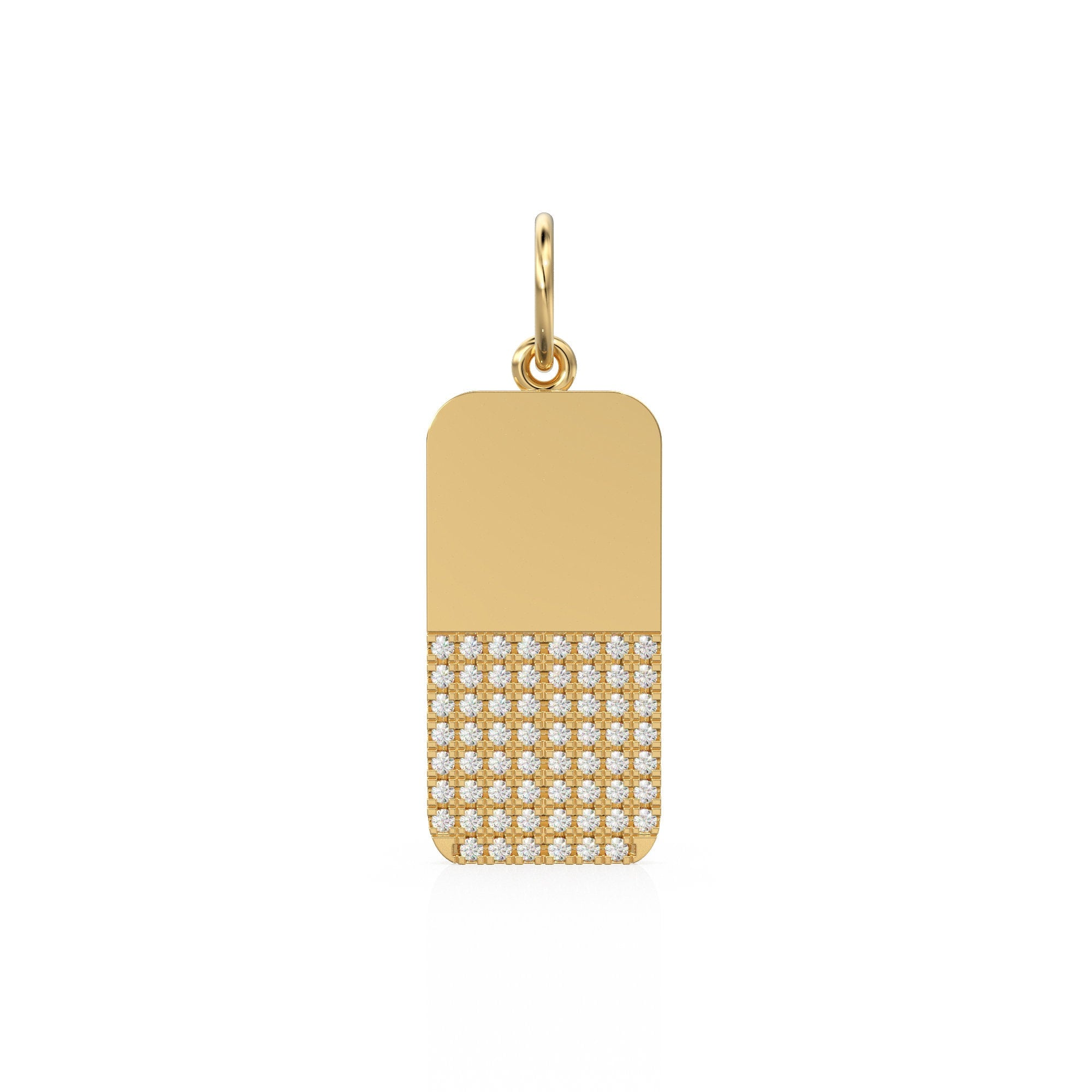 14K Solid Gold Dog Tags Pave Set Diamonds Diamond Baguettes