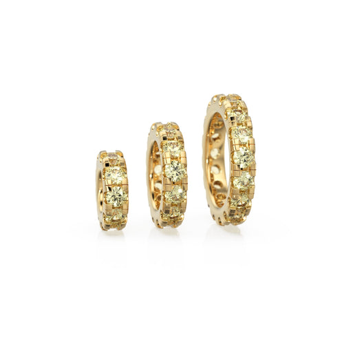 14k Gold Roundel Lemon Quartz Charm, Quartz Wheel Charm, Round Charm Holder, Eternity Round Lemon Quartz Band Connector, February birthstone - Jalvi & Co. 