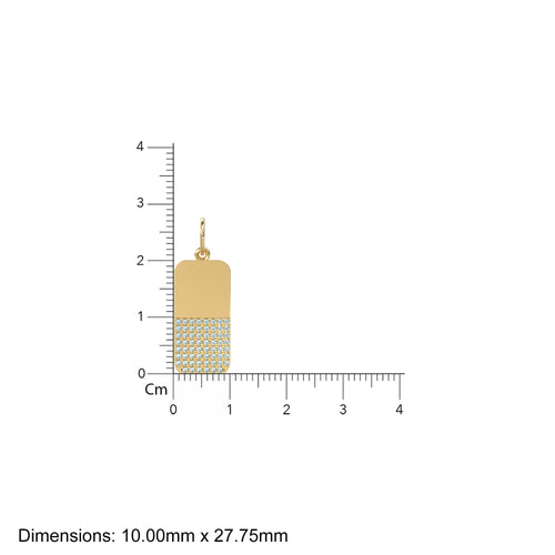 Large Rectangle Pave Aquamarine Dog Tags / 18k Solid Gold Rectangle Charm Pendant / Military Aquamarine Square Men Necklace for Him March - Jalvi & Co. 