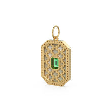 Load image into Gallery viewer, 14K Solid Yellow Gold Emerald and Mother of Pearl Diamond Charm, Diamonds, Emerald, Mother of Pearl, Stunning Diamond Charm Pendant