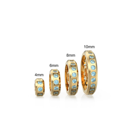Real Aquamarine 18k Solid Gold Eternity Rondelle Wheel Spacer Handmade Beads - Jalvi & Co. 