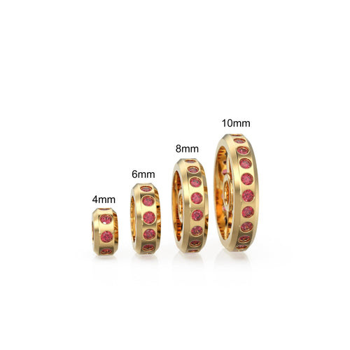 Real Red Garnet 18k Solid Gold Eternity Rondelle Wheel Spacer Handmade Beads - Jalvi & Co. 