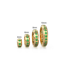 Load image into Gallery viewer, Real Green Emerald 18k Solid Gold Eternity Rondelle Wheel Spacer Handmade Beads