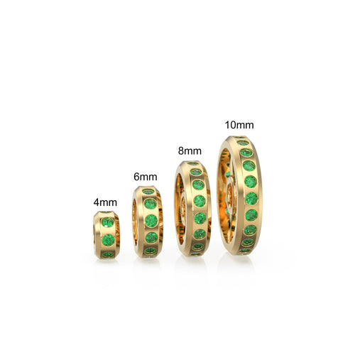 Real Green Emerald 18k Solid Gold Eternity Rondelle Wheel Spacer Handmade Beads - Jalvi & Co. 