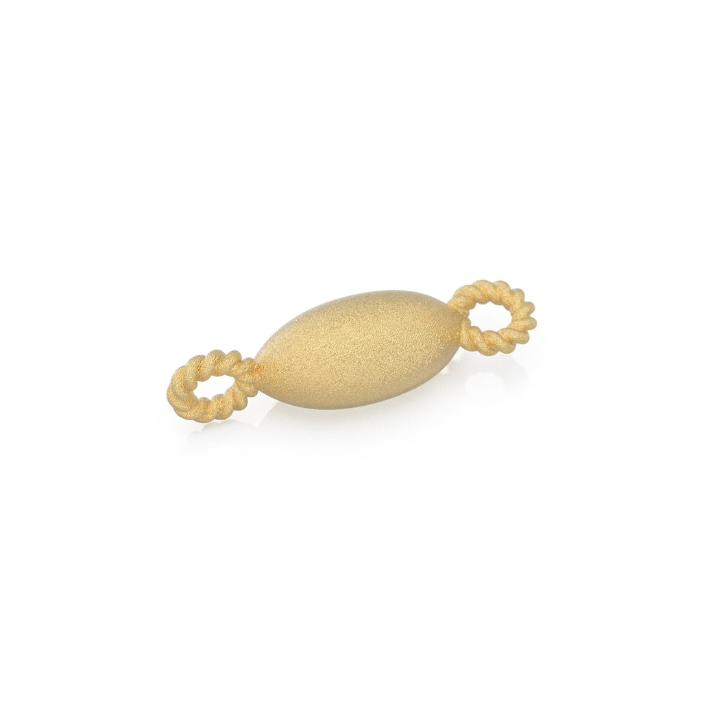 3.3mmx11.5mm 18k Solid Yellow Gold Matte Handmade Rice Nugget Connector With Loops Finding (5)