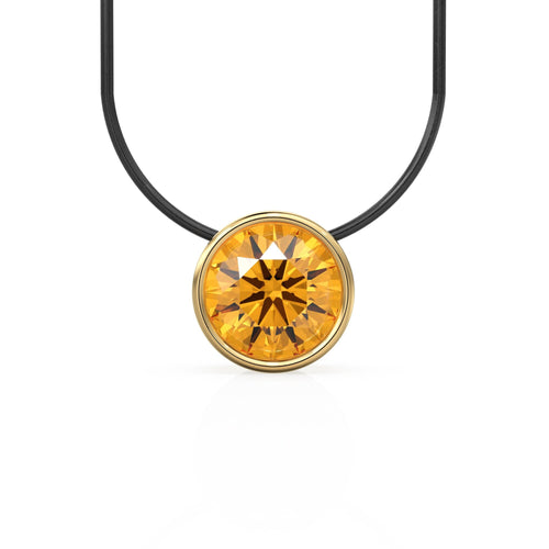 8mm Golden Citrine Solitaire Solid Gold Charm / Natural Citrine Gemstone Handmade Gold Pendant / 14k Solid Yellow Gold November Birthstone - Jalvi & Co. 