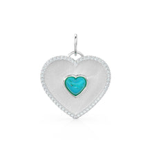 Load image into Gallery viewer, 14K Solid Matte Gold Diamond Heart Charm, Pave Diamonds, Lapis Lazuli, Mother of Pearl, Turquoise, Yellow Gold Diamond Heart Pendant