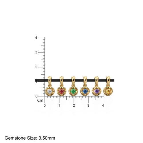 3.5mm Round Diamond Charm Pendant / 18k Solid Gold Pendant / Round Diamond Prong Charm Pendant / Garnet Peridot Amethyst Citrine Blue Topaz - Jalvi & Co. 