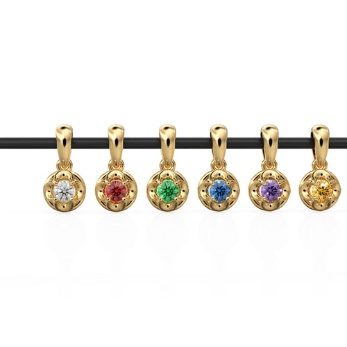 3.5mm Round Diamond Charm Pendant / 18k Solid Gold Pendant / Round Diamond Prong Charm Pendant / Garnet Peridot Amethyst Citrine Blue Topaz - Jalvi & Co. 