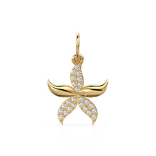 Load image into Gallery viewer, 14k 18k Solid Gold Diamond Star Charm / Petite Brilliant Diamond Pave Charm / Star Charm / Sale