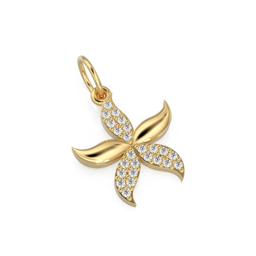 14k 18k Solid Gold Diamond Star Charm / Petite Brilliant Diamond Pave Charm / Star Charm / Sale - Jalvi & Co. 