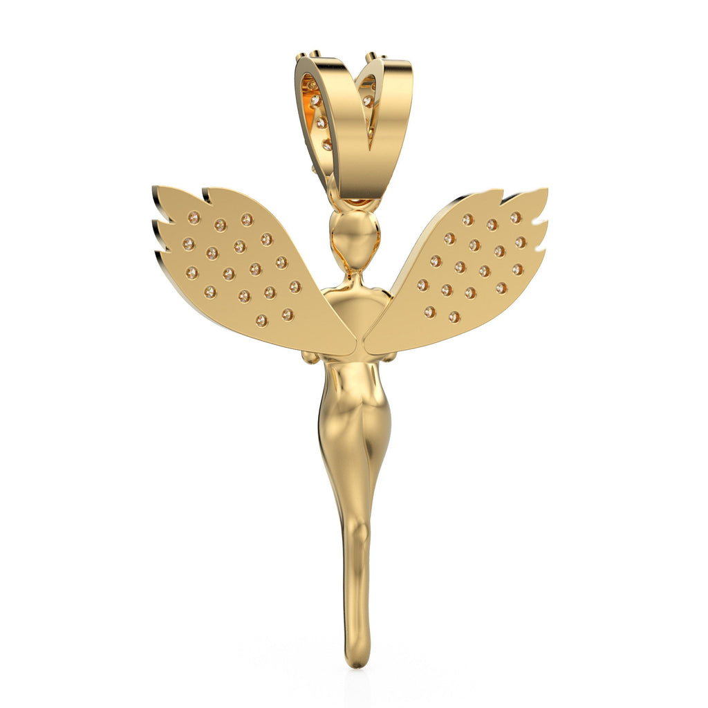 Diamond Angel 14k Gold Wing Pendant - Jalvi & Co. 