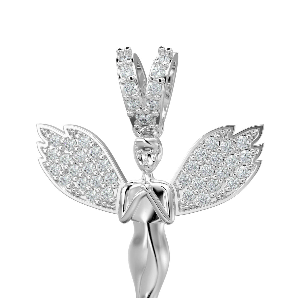 Diamond Angel 14k Gold Wing Pendant