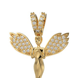 Diamond Angel 14k Gold Wing Pendant