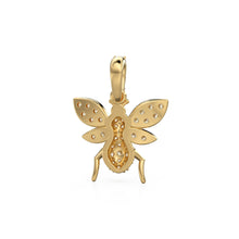 Load image into Gallery viewer, Natural Diamond Flying Insect Charm, Bug 18k Solid Gold Charm, Leaf Cutter Bees Gold Charm, Hornet Charm Pendant, Charms Necklace, Beetle