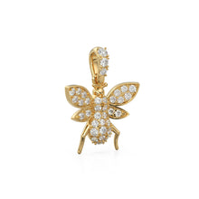 Load image into Gallery viewer, Natural Diamond Flying Insect Charm, Bug 18k Solid Gold Charm, Leaf Cutter Bees Gold Charm, Hornet Charm Pendant, Charms Necklace, Beetle