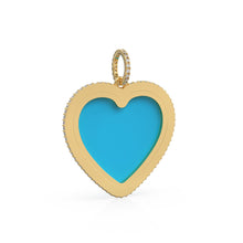 Load image into Gallery viewer, 14K Solid Gold, Diamonds, Sapphires, Sleeping Beauty Turquoise, Jumbo Heart Charm Pendant