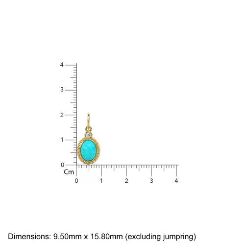 Minimalist Oval Sleeping Beauty Turquoise & Diamond Pendant Necklace 14k Yellow Gold Pendant Necklace Anniversary Oval Charm - Jalvi & Co. 