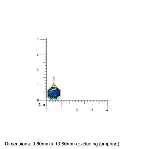 8mm 14k Octagon Black Australian Opal Yellow Solid Gold Charm Pendant Bezel Jewelry Finding Charm for Necklace - Jalvi & Co. 