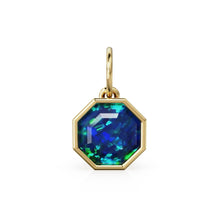 Load image into Gallery viewer, 8mm 14k Octagon Black Australian Opal Yellow Solid Gold Charm Pendant Bezel Jewelry Finding Charm for Necklace - Jalvi &amp; Co. 