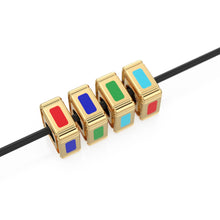 Load image into Gallery viewer, Enamel Solid Gold Square Wheel Bead / Handmade Real Gold Rectangle Gold Spacer / Red Enamel Rondelle Bead / Jewelry Making Essential Finding