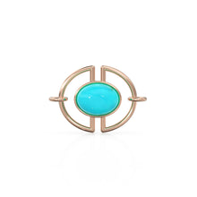 Load image into Gallery viewer, 13mmx15mm 18k Solid Gold Gemstone Connector With 8mm Sleeping Beauty Blue Turquoise Cabochon Bezel St Patricks Day
