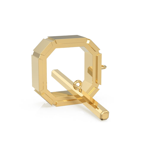 18k Solid Yellow Gold Octagon Heavy Geometric Handmade Designer Toggle Clasp Finding - Jalvi & Co. 