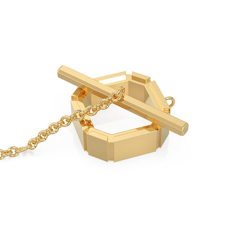 18k Solid Yellow Gold Octagon Heavy Geometric Handmade Designer Toggle Clasp Finding - Jalvi & Co. 