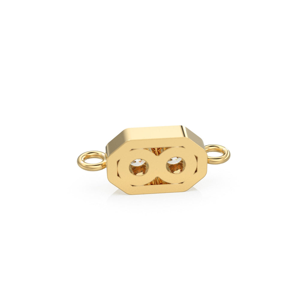5x12mm 18k Solid Yellow Gold Brilliant Two Stone Diamond Prongs Dual Bail Connector Spacer Finding / Diamond Handmade Station Christmas Gift