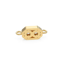 Load image into Gallery viewer, 5x12mm 18k Solid Yellow Gold Brilliant Two Stone Diamond Prongs Dual Bail Connector Spacer Finding / Diamond Handmade Station Christmas Gift