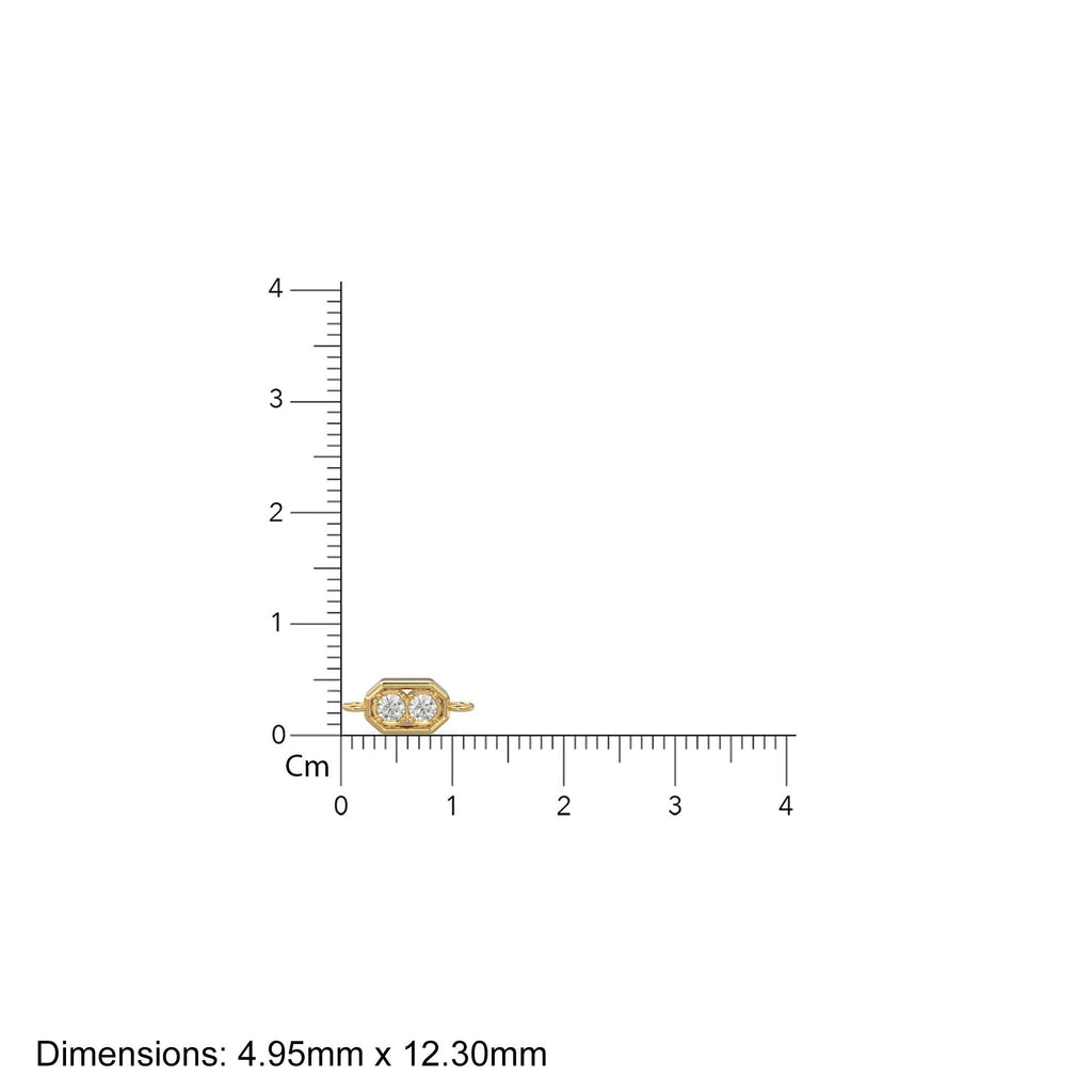 5x12mm 18k Solid Yellow Gold Brilliant Two Stone Diamond Prongs Dual Bail Connector Spacer Finding / Diamond Handmade Station