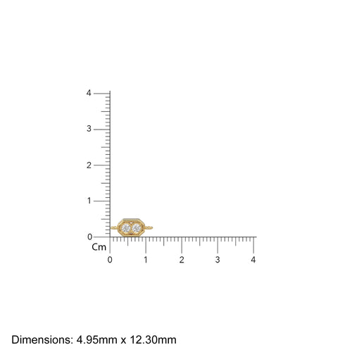5x12mm 18k Solid Yellow Gold Brilliant Two Stone Diamond Prongs Dual Bail Connector Spacer Finding / Diamond Handmade Station Christmas Gift