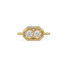 Load image into Gallery viewer, 5x12mm 18k Solid Yellow Gold Brilliant Two Stone Diamond Prongs Dual Bail Connector Spacer Finding / Diamond Handmade Station Christmas Gift