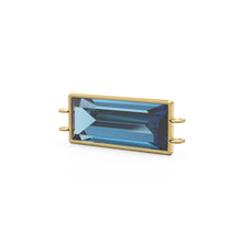 Load image into Gallery viewer, 25x9mm 18k Solid Yellow Gold London Blue Topaz Dual Bail Bezel Connector Spacer Station Necklace Bracelet Finding