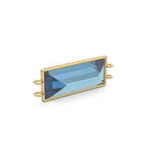 Load image into Gallery viewer, 25x9mm 18k Solid Yellow Gold London Blue Topaz Dual Bail Bezel Connector Spacer Station Necklace Bracelet Finding