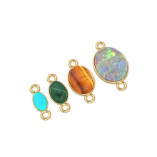 Load image into Gallery viewer, Australian Opal Cabochon Solid Gold Charm / Turquoise Malachite Handmade Gold Pendant / Chrysoprase Moonstone Lapis Jewelry Making Findings