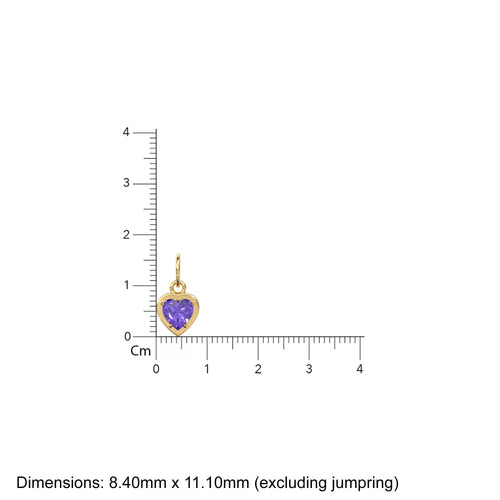 2 Sided Amethyst Puff Heart Solid Gold Charm / Natural Purple Gemstone Handmade Gold Pendant / 14k Solid Yellow Gold Jewelry Making Finding - Jalvi & Co. 