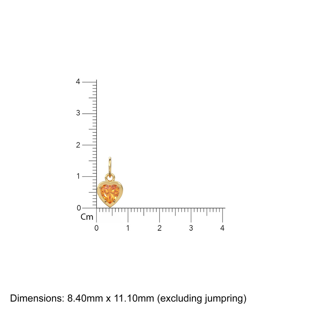 2 Sided Citrine Puff Heart Solid Gold Charm / Natural Yellow Gemstone Handmade Gold Pendant / 14k Solid Yellow Gold Jewelry Making Finding