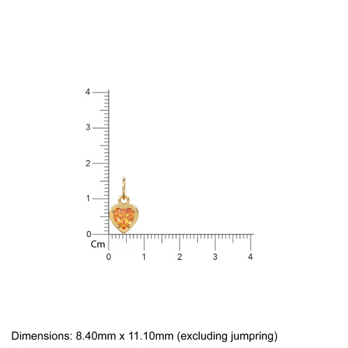 2 Sided Citrine Puff Heart Solid Gold Charm / Natural Yellow Gemstone Handmade Gold Pendant / 14k Solid Yellow Gold Jewelry Making Finding - Jalvi & Co. 