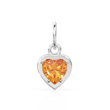 Load image into Gallery viewer, 2 Sided Citrine Puff Heart Solid Gold Charm / Natural Yellow Gemstone Handmade Gold Pendant / 14k Solid Yellow Gold Jewelry Making Finding