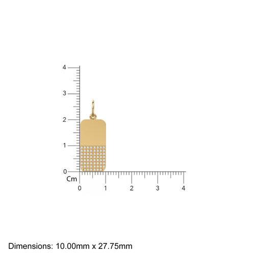 Large Rectangle Pave Diamond Dog Tags / 18k Solid Gold Rectangle Charm Pendant / Military Diamond Square Mens Pendant Necklace for Him - Jalvi & Co. 