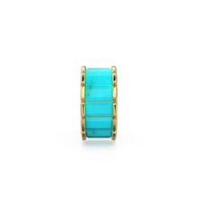 Load image into Gallery viewer, 14k Real Baguette Turquoise Gold Beads / Turquoise Rondelle Bead / Turquoise European Beads / Solid Gold Turquoise Enhancer Spacer Findings