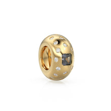 Load image into Gallery viewer, 14k Gold Roundel Alexandrite Spacer Charm, Dotted Diamond Alexandrite Square Charm Holder, Eternity Round Alexandrite Band Connector, June