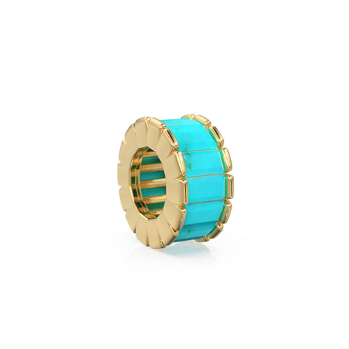 14k Real Baguette Turquoise Gold Beads / Turquoise Rondelle Bead / Turquoise European Beads / Solid Gold Turquoise Enhancer Spacer Findings - Jalvi & Co. 