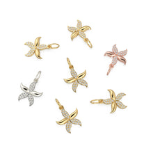 Load image into Gallery viewer, 14k 18k Solid Gold Diamond Star Charm / Petite Brilliant Diamond Pave Charm / Star Charm / Sale