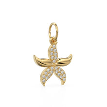 Load image into Gallery viewer, 14k 18k Solid Gold Diamond Star Charm / Petite Brilliant Diamond Pave Charm / Star Charm / Sale