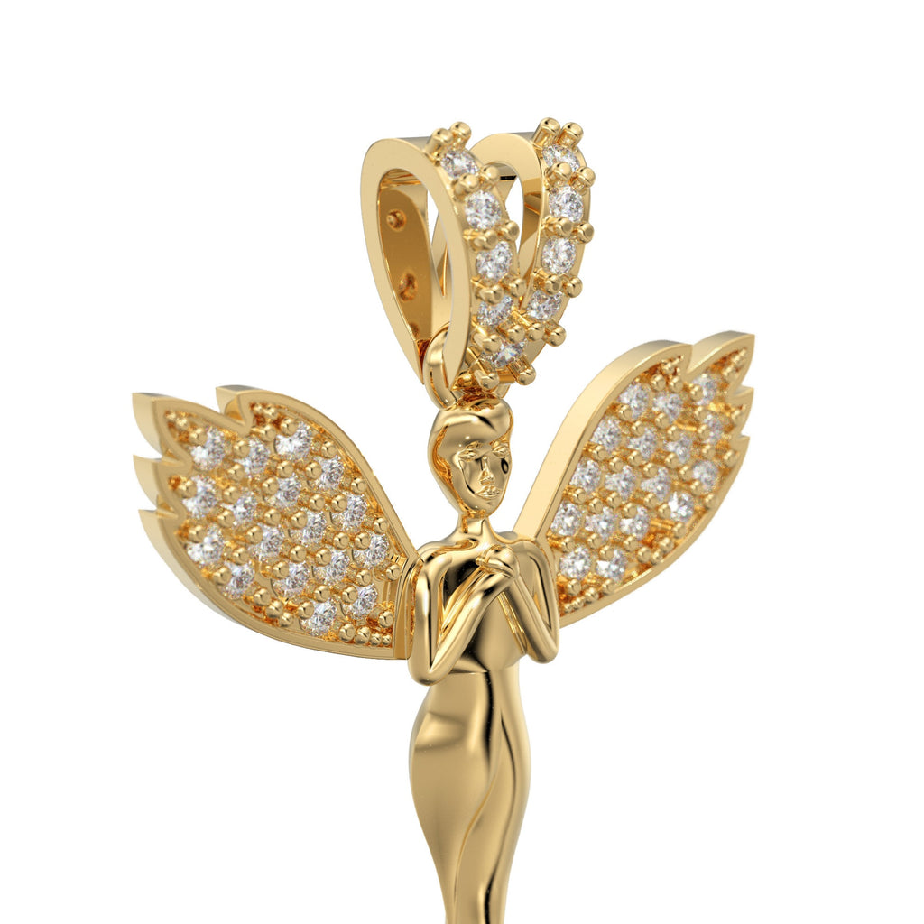 Diamond Angel 14k Gold Wing Pendant - Jalvi & Co. 